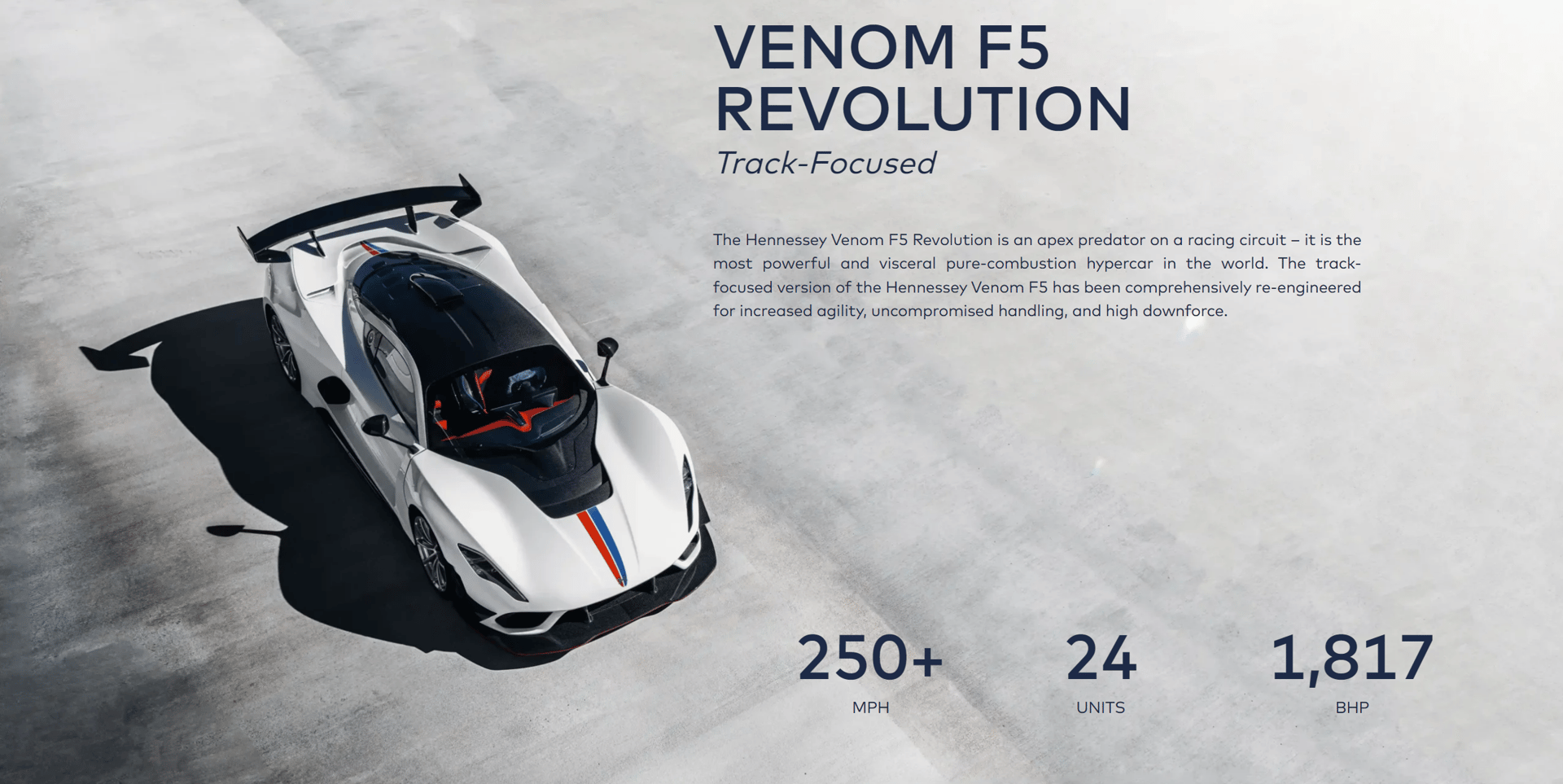 The Venom F5 Revolution is a track-ready version of Hennessey's